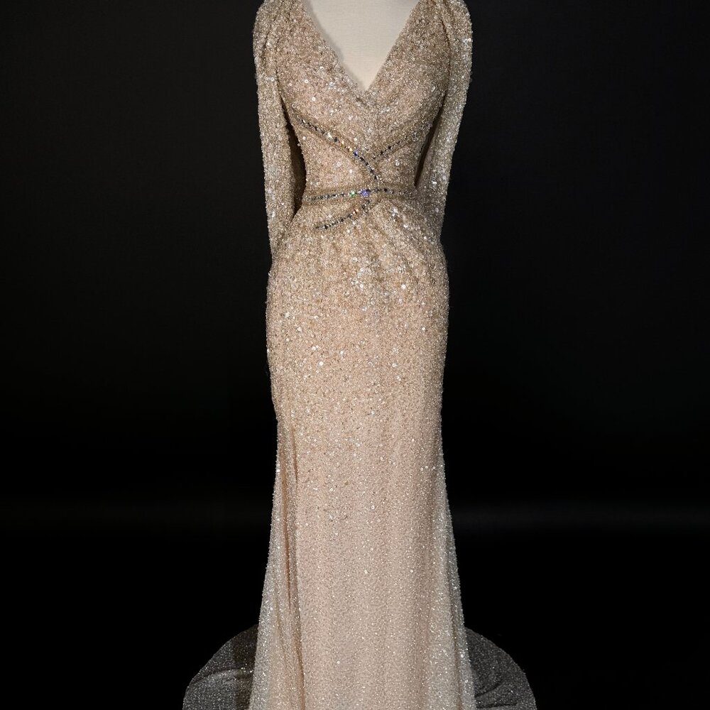 Brand New US 8 TONY WARD Fully Beaded with Sequins Evening Gown